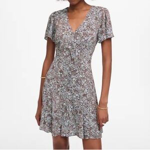 Madewell Button Front Dress Brown Blue Floral 00 New with Tags